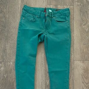 H&M size 8 EUR 28 denim green jeans